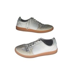 J. Crew White Beige Gum Sole Leather Sneakers Shoes Size 11